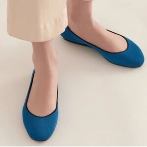 Rothy’s The Square Comfortable Ballet Flat Slip On Shoes Pacific Blue Size 8.5